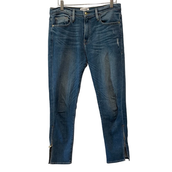 Frame ‘le boy’ straight jeans with zippers Perfect cropped jeans - Picture 2 of 9